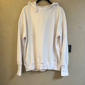 Apana White Oversized Hoodie with Ribbed Cuffs